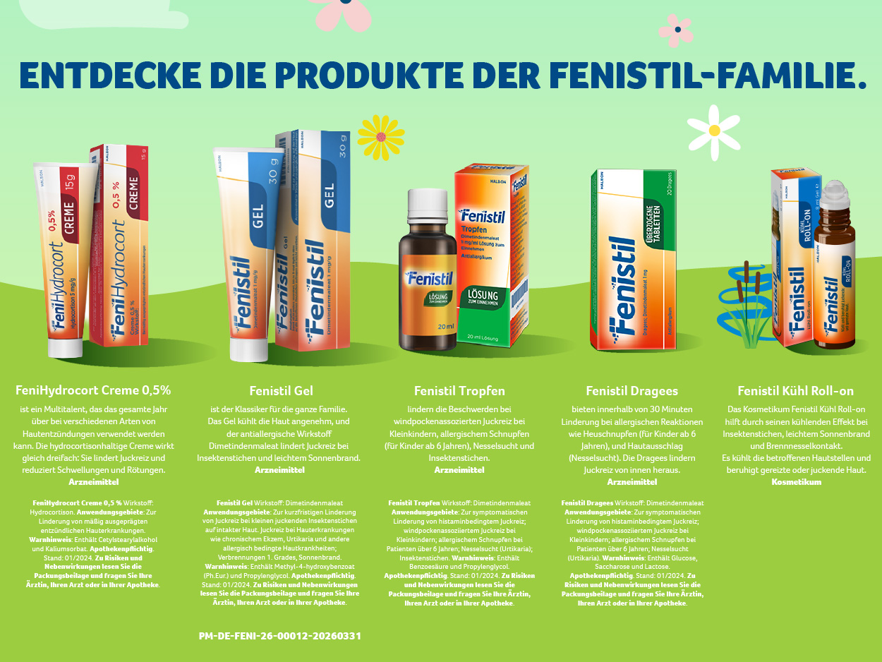FeniHydrocort Creme 0,5% Tube und Faltschachtel, 30g, am Strand.